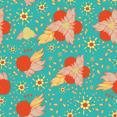 Colorful floral seamless background pattern. Wallpaper,seamless background, pattern fills, web page background,surface textures, textile design template. Vector illustration