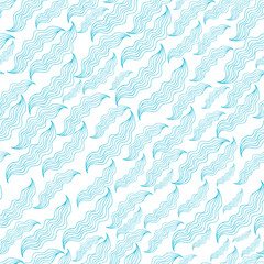 Seamless hand-drawn waves pattern. Abstract wavy background, nature theme. Vector illustration