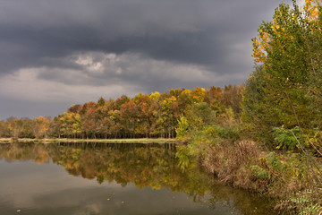 Autumn lake reflections.