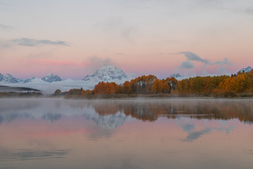 Scenic Teton autumn Sunrise Reflection