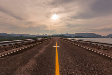 Morning light , Evening light at Ratchaprapha Dam Surat Thani Province, Thailand