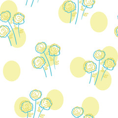 Flowers seamless pattern with yellow stains