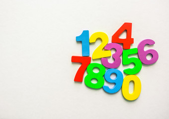 Numeric Numbers set from 0 to 9 isolated on white and flat background with three-dimensional rendering