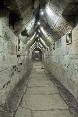 Stone corridor in prehistoric thracian burial chamber