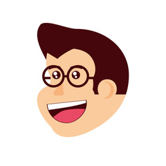 Obraz na płótnie Canvas head of child boy with glasses avatar character