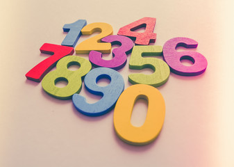 Numeric Numbers set from 0 to 9 isolated on white and flat background with three-dimensional rendering