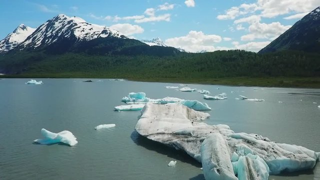 Aerial View Cove, Icebergs & Mountains