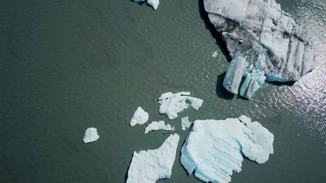 Aerial View Water with Ice Formations