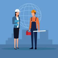 Architect and construction teamwork