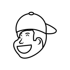head of child boy with cap avatar character
