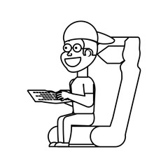 boy sitting playing video game