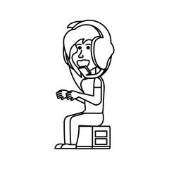 girl sitting with headphone avatar character