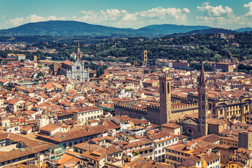 Aerial view on Florence, Italy. Scenic travel background.
