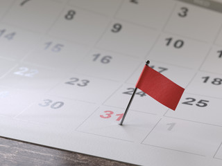 Fototapeta premium calendar page with a pin,3d rendering,conceptual image.