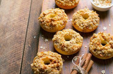 Apple Pie Donuts with Cinnamon Oatmeal Crumble, Homemade Doughnuts