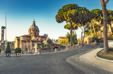 Fototapeta na wymiar Ruins of the Roman Forum. Travel background.