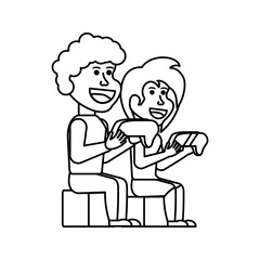 young couple sitting playing video game