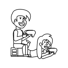 young couple playing video game