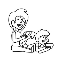 Fototapeta premium young couple playing video game