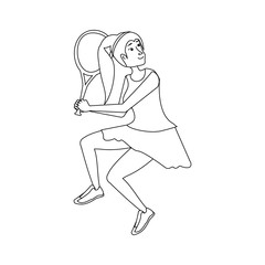 woman tennis playing with racket