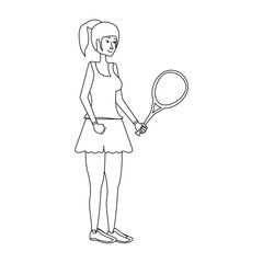 woman tennis playing with racket