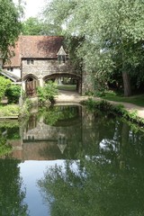 Summer reflections at Pulls Ferry - Norwich, Norfolk, England, UK