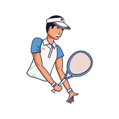 man tennis playing with racket and cap sport