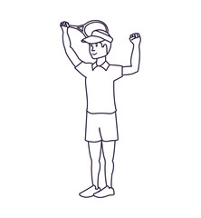 Obraz premium man tennis playing with racket and cap sport