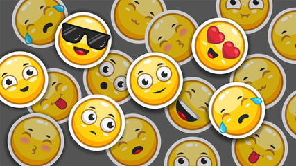 Fototapeta premium Emoji stickers background design template. Vector illustration.