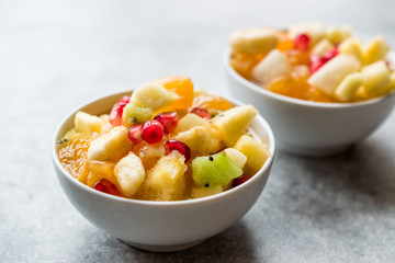 Homemade Healthy Organic Fruit Salad in Small Bowl.