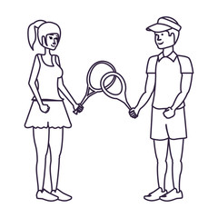 couple playing tennis avatar character
