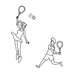 couple playing tennis avatar character