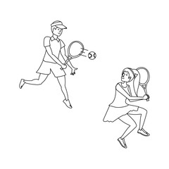 couple playing tennis avatar character