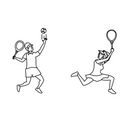 couple playing tennis avatar character