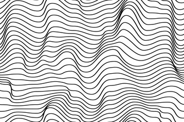 Vector seamless striped background. Geometric background with curved lines.