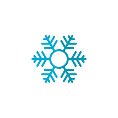 Blue Snowflake flat icon, vector sign, colorful pictogram isolated on white. Snow Winter symbol, logo illustration. Flat style design
