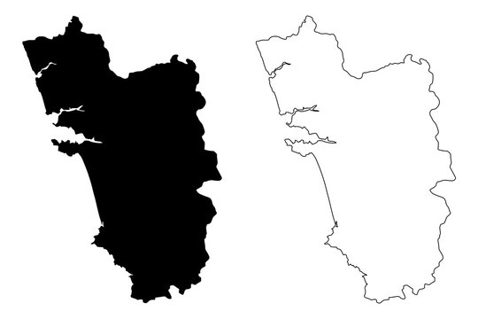Goa (States and union territories of India, Federated states, Republic of India) map vector illustration, scribble sketch Goa state map