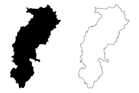 Chhattisgarh (States and union territories of India, Federated states, Republic of India) map vector illustration, scribble sketch Chhattisgarh state map