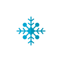 Blue Snowflake flat icon, vector sign, colorful pictogram isolated on white. Snow Winter symbol, logo illustration. Flat style design