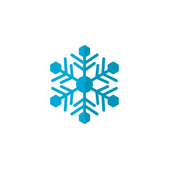 Blue Snowflake flat icon, vector sign, colorful pictogram isolated on white. Snow Winter symbol, logo illustration. Flat style design