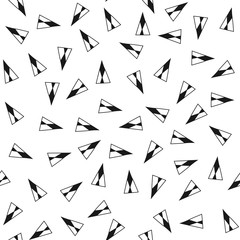 Triangles. Black and white seamless pattern. Geometric, abstract background for covers, textile. Doodle shapes.