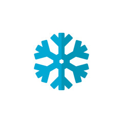 Blue Snowflake flat icon, vector sign, colorful pictogram isolated on white. Snow Winter symbol, logo illustration. Flat style design
