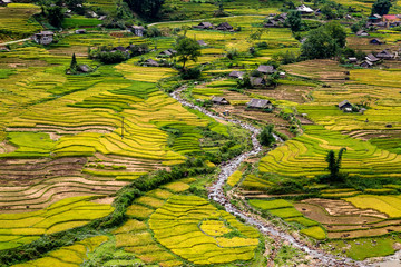  The village is located between terraced fields in sapa- a famous tourist destination in Vietnam