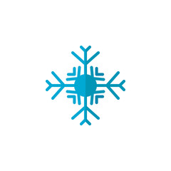 Blue Snowflake flat icon, vector sign, colorful pictogram isolated on white. Snow Winter symbol, logo illustration. Flat style design