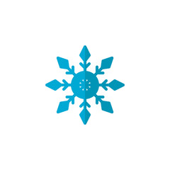 Blue Snowflake flat icon, vector sign, colorful pictogram isolated on white. Snow Winter symbol, logo illustration. Flat style design