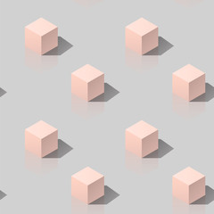 Isometric cubes with shadow vector seamless pattern. Eps 10.
