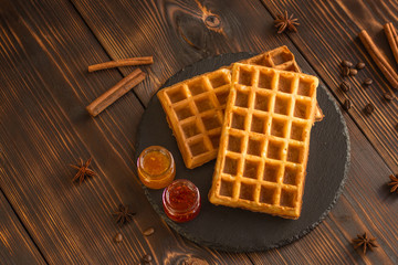 belgian waffles top view.