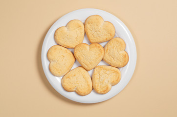 Cookies in the shape of a heart in plate