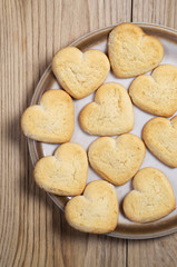 Cookies in shape of a heart in plate