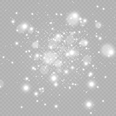 White sparks glitter special light effect. Vector sparkles on transparent background. Christmas abstract pattern. Sparkling magic dust particles
